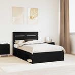 vidaXL Bedframe met hoofdeinde Zwart 120 x 190 cm Massief, Huis en Inrichting, Verzenden, Nieuw
