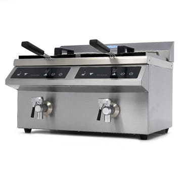 Inductie frituurpan | 60–190°C | RVS | 2 x 8 liter bakken |, Verzenden, Nieuw in verpakking