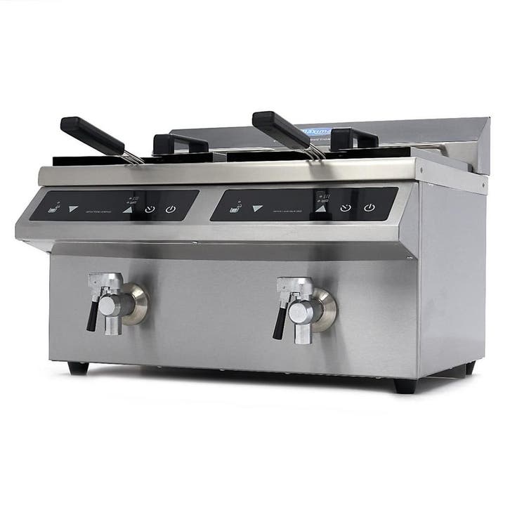 Inductie frituurpan | 60–190°C | RVS | 2 x 8 liter bakken |, Zakelijke goederen, Horeca | Keukenapparatuur, Nieuw in verpakking