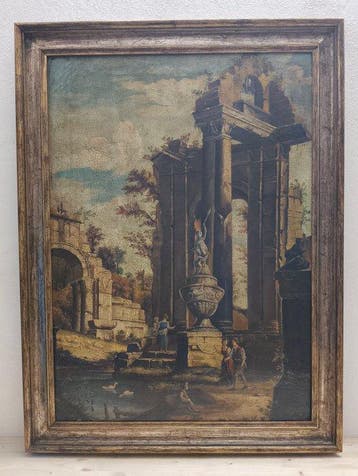 Italiaanse school (XX) - Capriccio Architettonico con Rovine