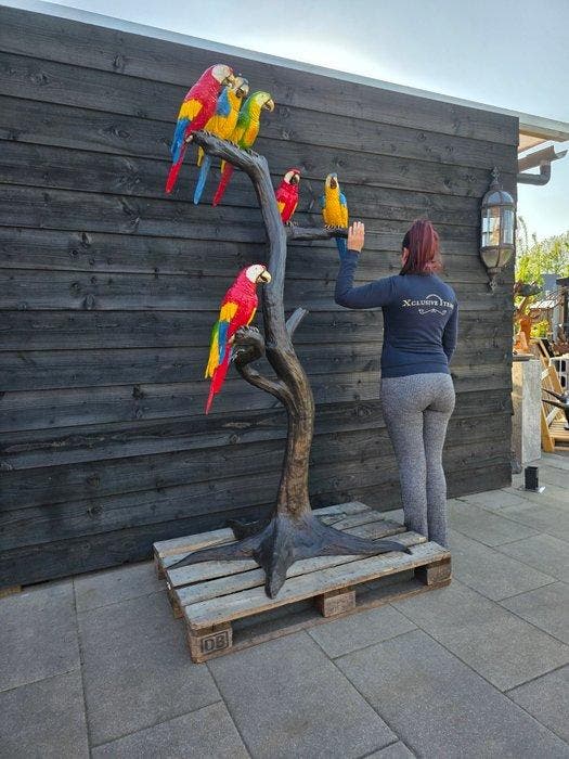 Beeld, XXL Bronze Parrot Tree - 202.5 cm - Brons - 2026, Antiek en Kunst, Curiosa en Brocante