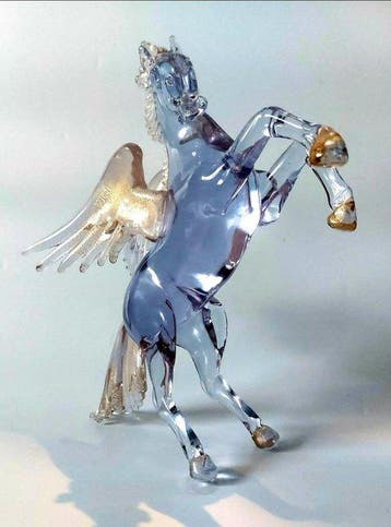 Arnaldo Zanella - Beeld, Rearing Winged Horse - 28 cm -, Antiek en Kunst, Antiek | Glaswerk en Kristal