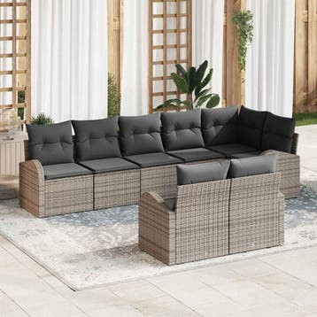 vidaXL Tuinbank Set 8 st 8-Aantal zitplaatsen poly rattan, Verzenden, Nieuw