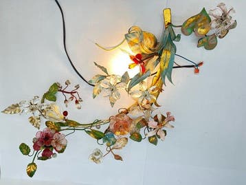 Applique murale - Fer forgé et verre artistique - Applique, Antiquités & Art, Curiosités & Brocante