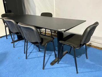 Kantoor kantine vergader tafel 204x90cm + 5 stoelen (Huis), Ophalen of Verzenden, Nieuw