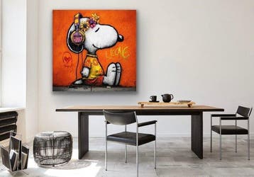 ERIC BRUMETTE - DJ SNOOPY HIPPIE SAVED MY LIFE - Toile L -, Antiek en Kunst