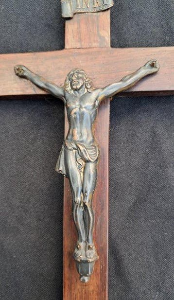 Barok stijl Kruis - hout, verzilverd - 1850-1900 -