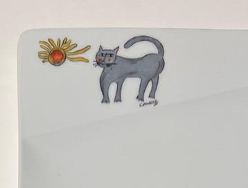 Corneille (1922-2010) - sculptuur, Plat Le chat et le soleil