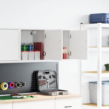vidaXL Garagewandkasten 2 st spaanplaat wit, Verzenden