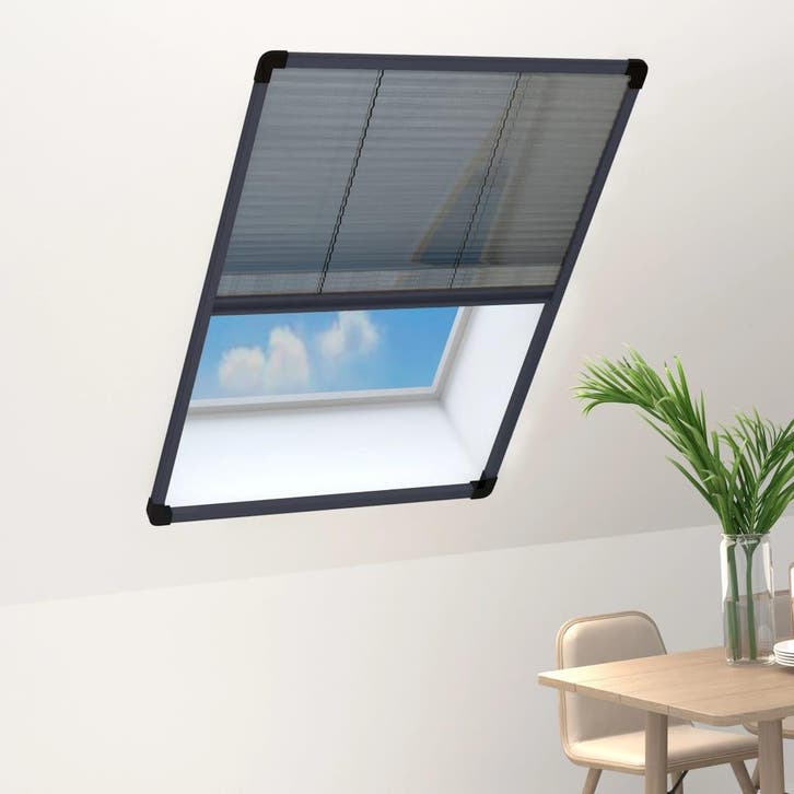 vidaXL Raamhor plissé 80x120 cm aluminium antracietkleurig, Doe-het-zelf en Bouw, Deuren en Vliegenramen, Nieuw, Verzenden