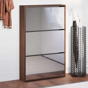 vidaXL Schoenenkast met spiegel 3-laags 63x17x102,5 cm, Huis en Inrichting, Kasten | Schoenenkasten, Verzenden, Nieuw