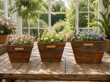 Kist (3) - Hout - Set van decoratieve houten bakken