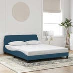 vidaXL Bedframe met hoofdeinde Dover fluweel blauw 160x200, Verzenden