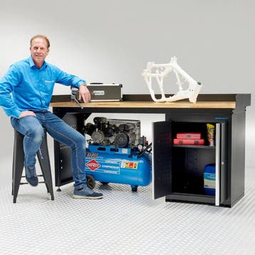 Datona Werkbank 200 cm 1 kast deuren eiken - Datona - Zwart, Doe-het-zelf en Bouw, Werkbanken, Ophalen of Verzenden, Nieuw