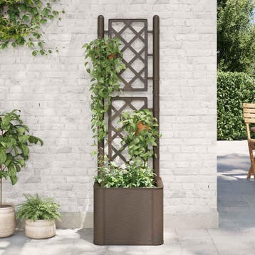 vidaXL Plantenbak hoog met latwerk en zelfbewateringssysteem, Tuin en Terras, Verzenden, Nieuw