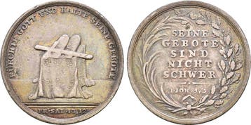 Zilverabschlag vom 2 Dukaten auf die 10 Gebote o J Preuss..., Verzenden