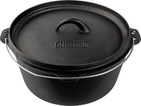 Dutch Oven 31cm - Gietijzeren pan met deksel Grill Guru L..., Tuin en Terras, Houtskoolbarbecues, Nieuw, Verzenden
