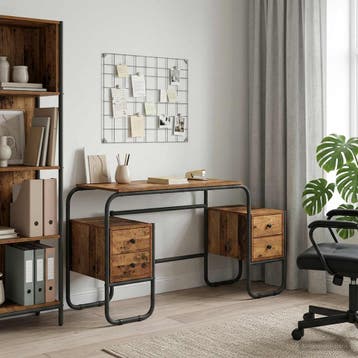 vidaXL Bureau met opslag Oud hout 145 x 50 x 75 cm, Huis en Inrichting, Bureaus, Verzenden, Nieuw
