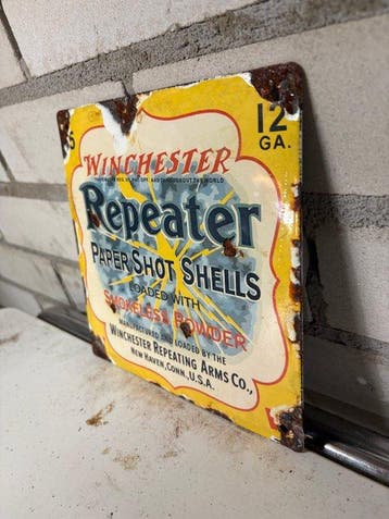 Winchester Repeater Paper Shot Shells emaille reclamebord