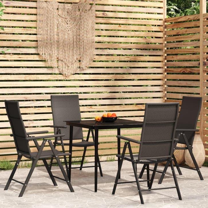 vidaXL 5-delige Tuinset zwart, Tuin en Terras, Tuinsets en Loungesets, Tuinset, Nieuw, Verzenden