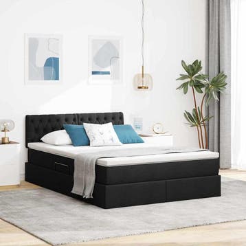 vidaXL Opbergbed met matras met hoofdeinde Zwart 140 x 190, Verzenden, Nieuw
