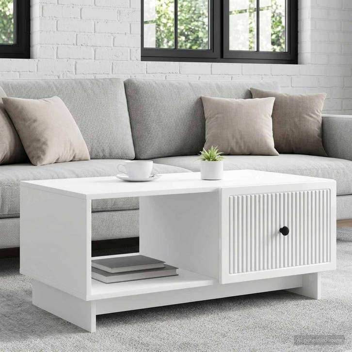 vidaXL Salontafel Hoogglans Wit 90 x 50 x 40 cm Bewerkt hout, Huis en Inrichting, Tafels | Salontafels, Nieuw, Verzenden