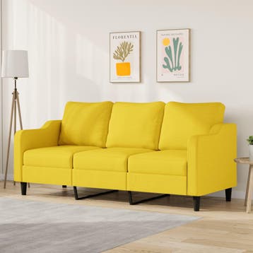 vidaXL Driezitsbank / zetel 180 cm stof lichtgeel, Verzenden, Nieuw