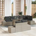 vidaXL Tuinbank Set met opslag 9 pcs Lichtgrijs Poly rattan, Verzenden, Nieuw