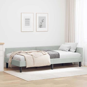 vidaXL Hoek Bed Frame met hoofdeinde Lichtgrijs 80 cm x 200, Verzenden, Nieuw