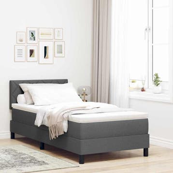 vidaXL Boxspring bed met matras met LED Donkergrijs 100 x, Verzenden, Nieuw