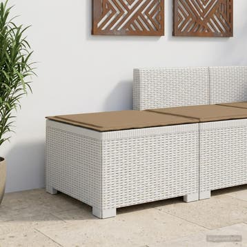 vidaXL Eén-zits Tuin Sofa met Kussen Rieten Look PP Wit, Verzenden, Nieuw