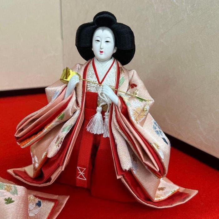 Hina Dolls Set  (Sannin Kanjo) — Traditional Japanese, Antiek en Kunst, Antiek | Speelgoed
