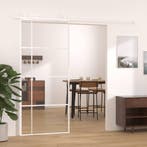 vidaXL Schuifdeur 90x205 cm ESG-glas en aluminium wit, Verzenden, Nieuw