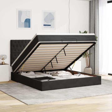 vidaXL Ottoman bed met matrassen 160x200cm fluweel zwart, Verzenden