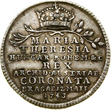 Oostenrijk-Nederland. Medal 1743 Coronation IUSTITIA ET