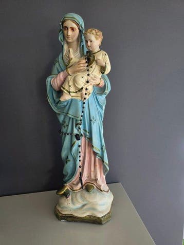 sculptuur, Maria en Jezus Heilig Hart - 53 cm - Gips, Antiek en Kunst