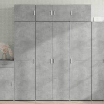 vidaXL Opbergkast 80x42,5x225 cm bewerkt hout betongrijs, Verzenden