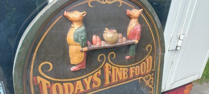 TODAYS FINE FOOD - Reclamebord - Hout, Antiquités & Art, Curiosités & Brocante