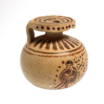 Grec antique mycénien Terre cuite Aryballos peint avec des