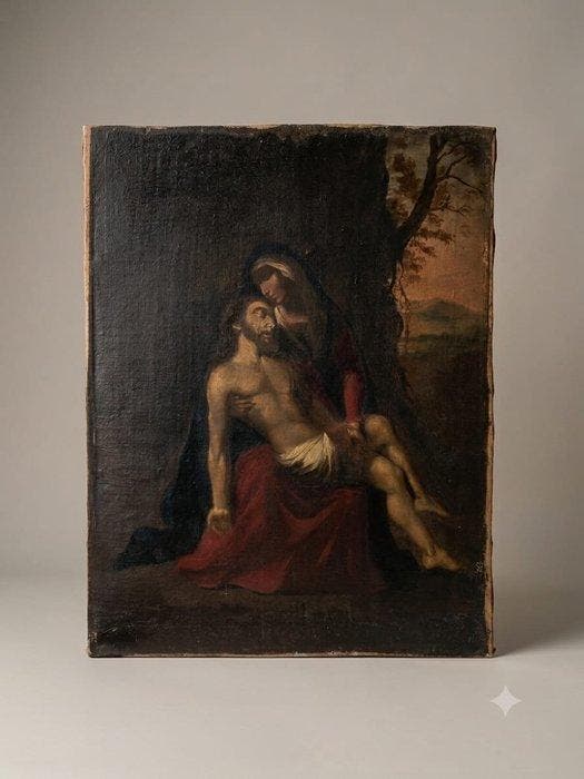 École italienne (XVII) - Pietà - NO RESERVE, Antiquités & Art, Art | Peinture | Classique