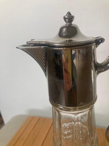 Karaf - Glas, Zinklegering - Engelse verzilverde karaf