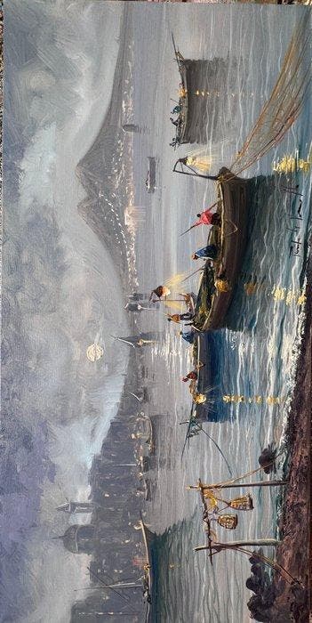 Pasquale Vuotto (1958) - Pescatori a pesca con le lampare