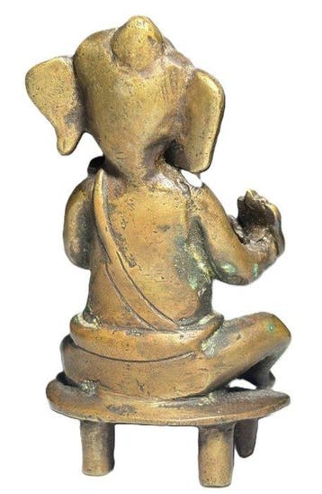 sculptuur, First Half 20th Cent. Bronze Seated Folk Ganesha