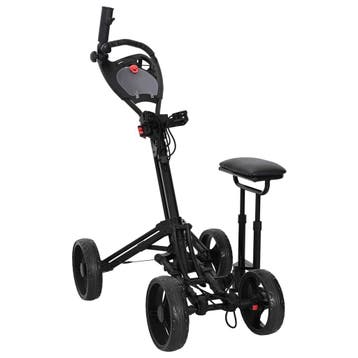 vidaXL Golf Trolley met Zitje Zwart Aluminium Opvouwbaar, Verzenden, Nieuw