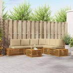 vidaXL Buiten bank set met kussen 7 Stuk Natuurlijk en Beige, Verzenden, Nieuw
