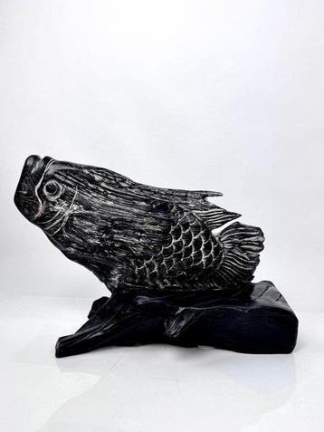 sculptuur, Pesce in Legno Scolpito a Mano - 40 cm - Hout