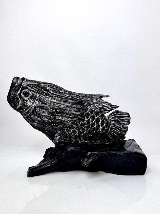 sculptuur, Pesce in Legno Scolpito a Mano - 40 cm - Hout, Antiquités & Art, Art | Objets design