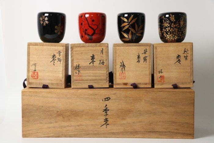 Shiki Natsume — Een set van vier door de kunstenaar, Antiek en Kunst, Antiek | Overige Antiek