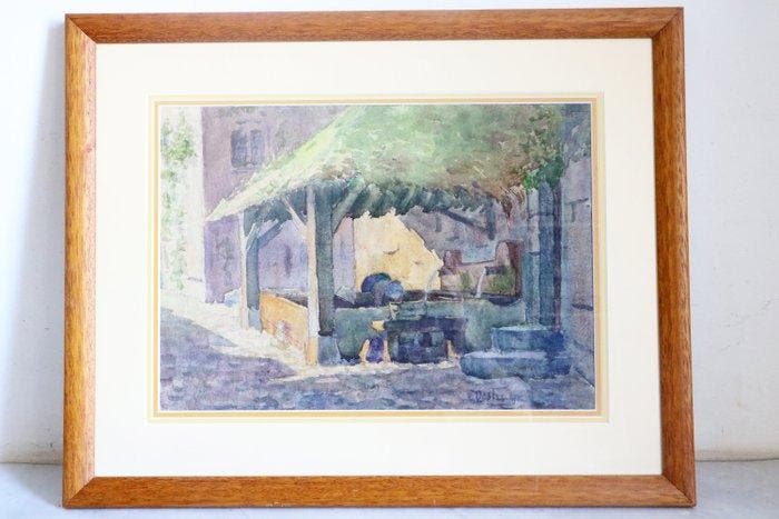 E. Deshaye - Ancien lavoir couvert, Antiek en Kunst, Kunst | Schilderijen | Klassiek