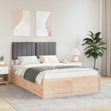 vidaXL Bedframe met Gevoerde Hoofdbord Donkergrijs 120 x 200, Verzenden, Nieuw